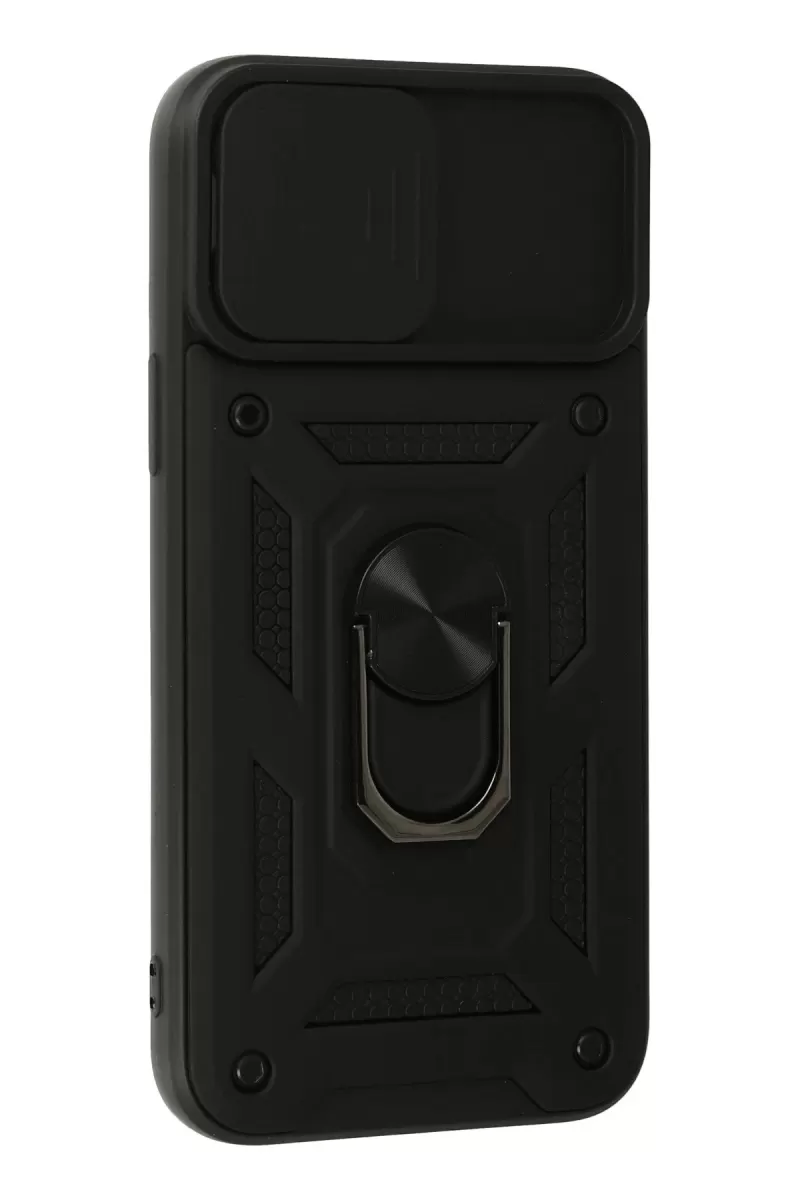 Newface Apple iPhone 13 Pro Max Kılıf Pars Lens Yüzüklü Silikon - Siyah