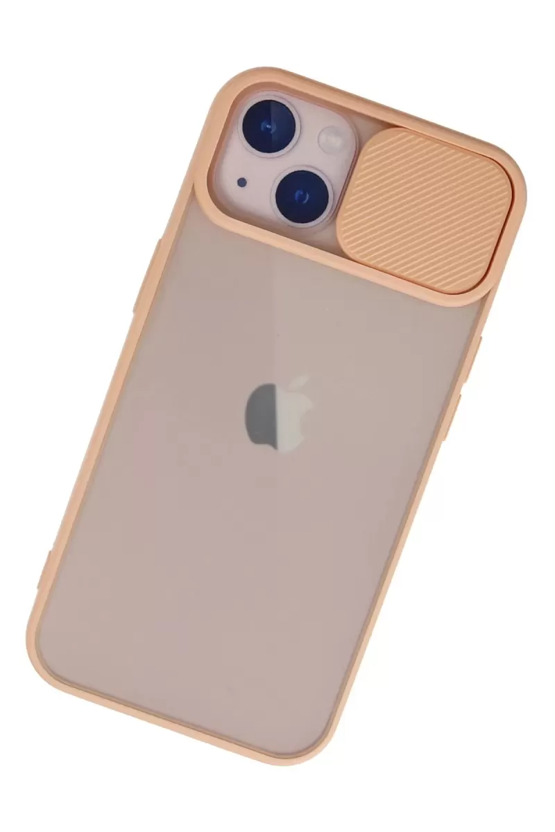 Newface Apple iPhone 13 Kılıf Palm Buzlu Kamera Sürgülü Silikon - Pembe