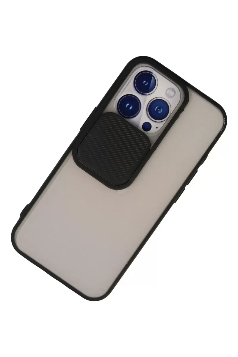 Newface Apple iPhone 13 Pro Kılıf Palm Buzlu Kamera Sürgülü Silikon - Siyah