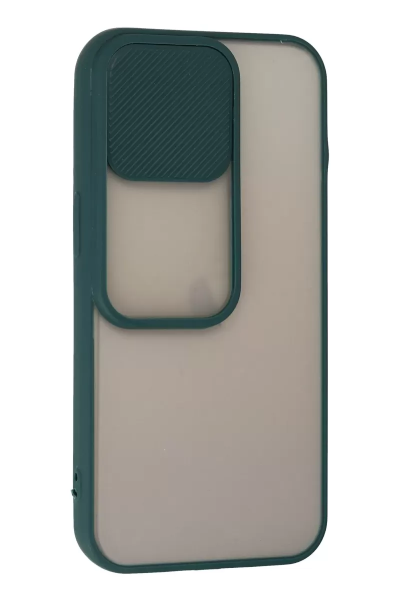 Newface Apple iPhone 13 Pro Kılıf Palm Buzlu Kamera Sürgülü Silikon - Yeşil
