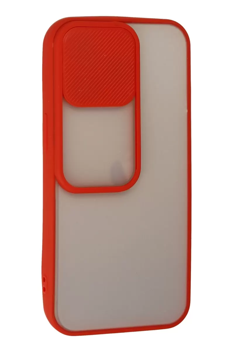 Newface Apple iPhone 13 Pro Kılıf Palm Buzlu Kamera Sürgülü Silikon - Kırmızı