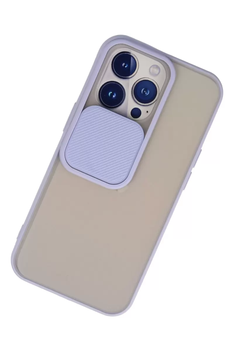 Newface Apple iPhone 13 Pro Kılıf Palm Buzlu Kamera Sürgülü Silikon - Lila