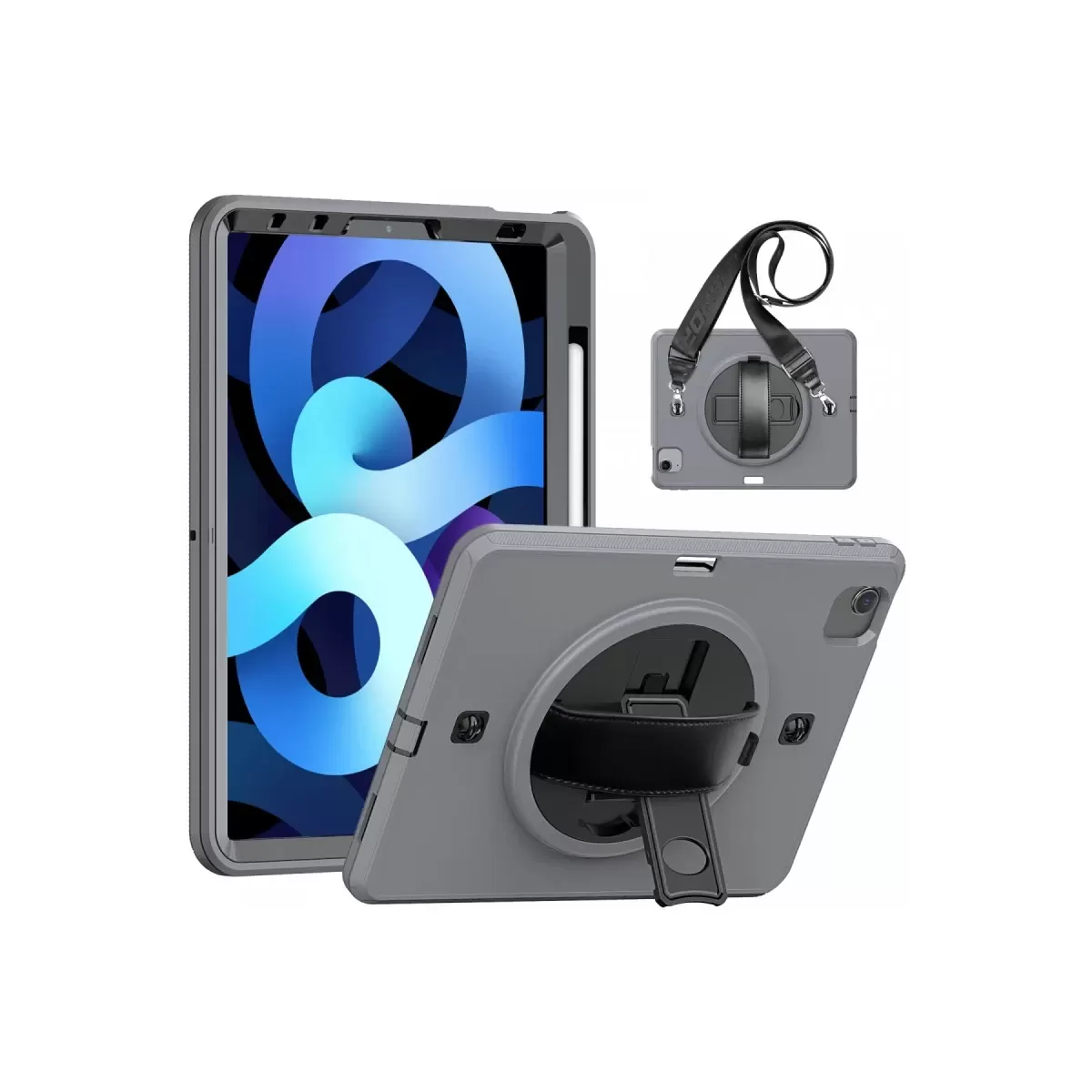 Newface Apple iPad Pro 11 (2020) Kılıf Strap-C Otterbox Tablet Kapak - Gri