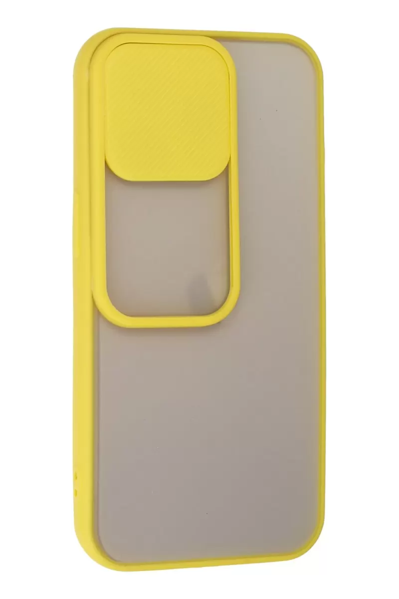 Newface Apple iPhone 13 Pro Kılıf Palm Buzlu Kamera Sürgülü Silikon - Sarı