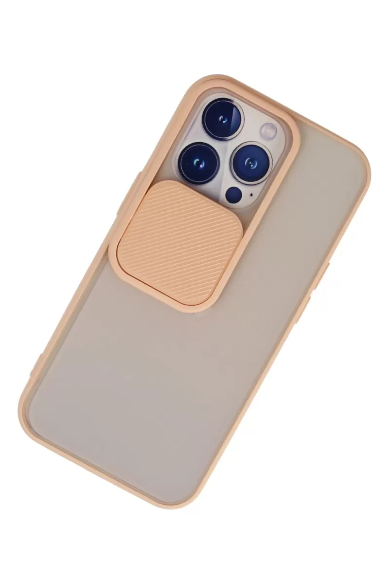Newface Apple iPhone 13 Pro Kılıf Palm Buzlu Kamera Sürgülü Silikon - Pembe