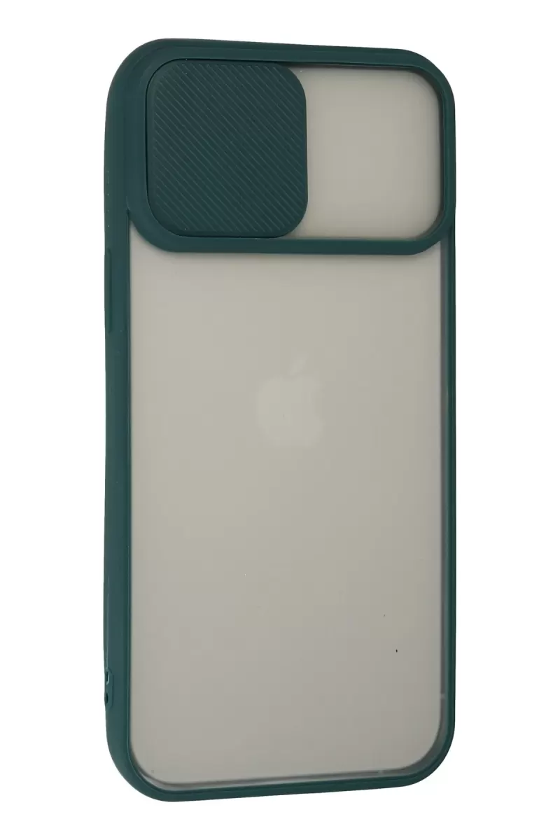 Newface Apple iPhone 13 Pro Max Kılıf Palm Buzlu Kamera Sürgülü Silikon - Yeşil