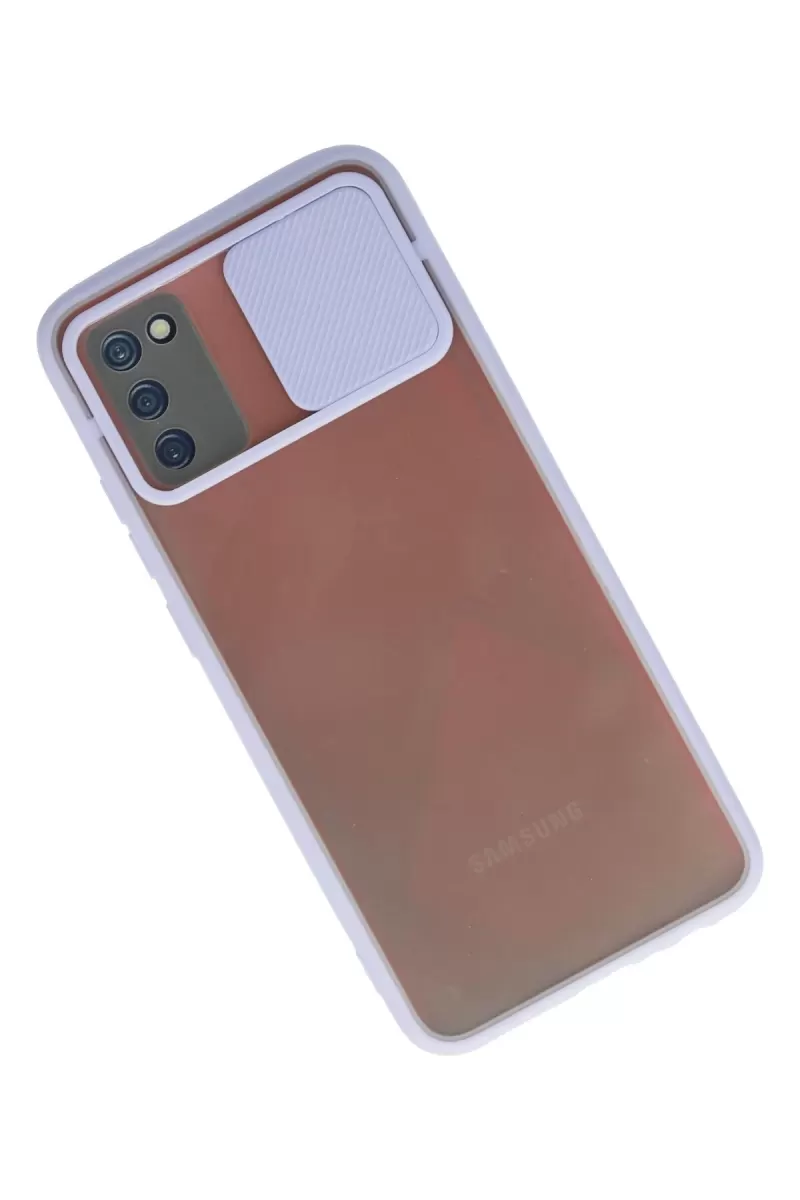 Newface Samsung Galaxy A03S Kılıf Palm Buzlu Kamera Sürgülü Silikon - Lila