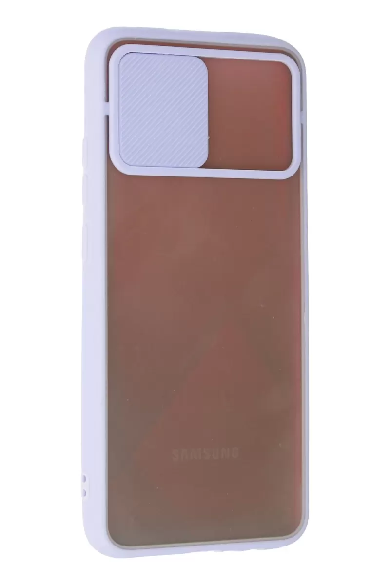 Newface Samsung Galaxy A03S Kılıf Palm Buzlu Kamera Sürgülü Silikon - Lila