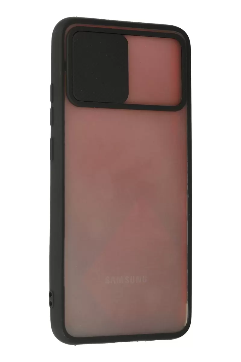 Newface Samsung Galaxy A03S Kılıf Palm Buzlu Kamera Sürgülü Silikon - Siyah