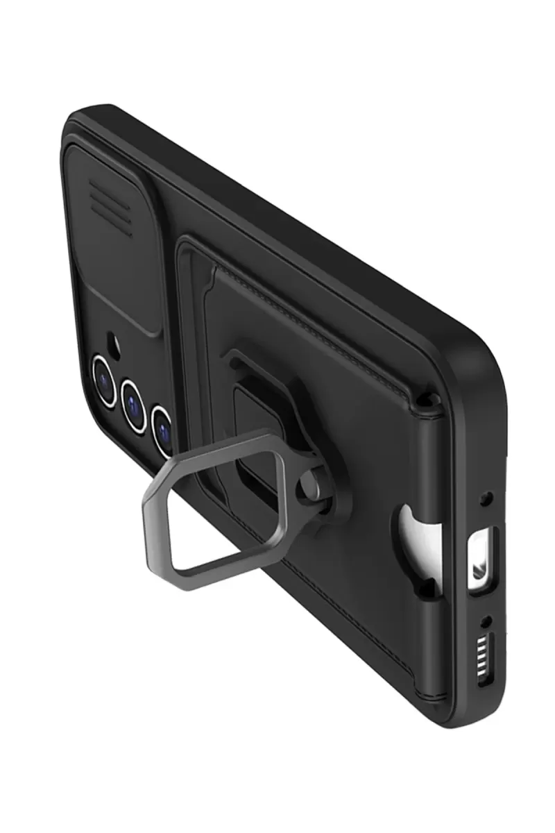 Newface Samsung Galaxy A05S Kılıf Zuma Kartvizitli Yüzüklü Silikon - Siyah