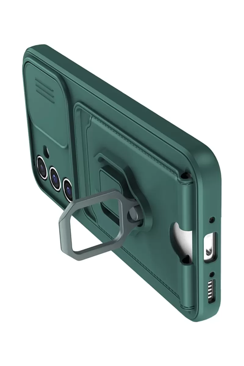 Newface Samsung Galaxy A05S Kılıf Zuma Kartvizitli Yüzüklü Silikon - Yeşil
