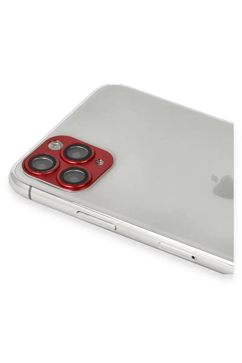 Newface Apple iPhone 11 Pro Max Pers Alüminyum Kamera Lens - Kırmızı
