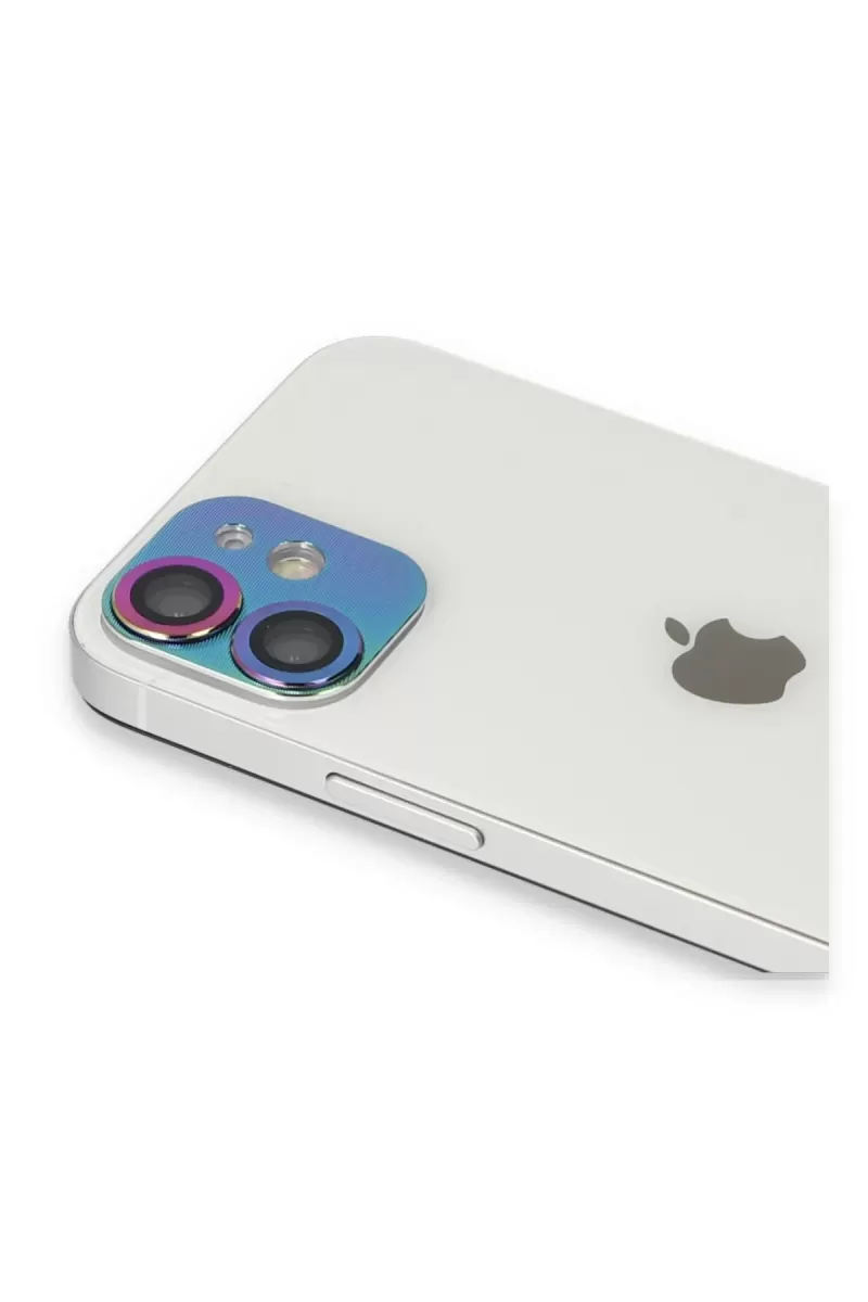 Newface Apple iPhone 11 Pers Alüminyum Kamera Lens - Rainbow