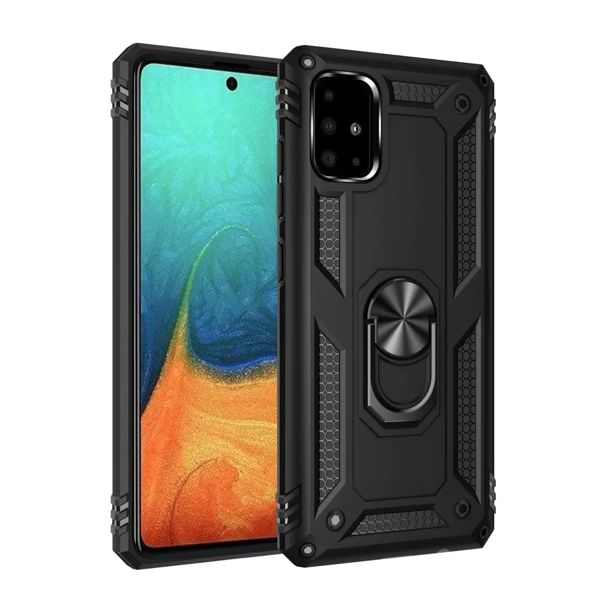 Newface Samsung Galaxy A71 Kılıf Sofya Yüzüklü Silikon Kapak - Siyah