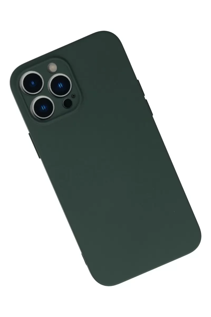 Newface Apple iPhone 13 Pro Kılıf Nano içi Kadife Silikon - Koyu Yeşil