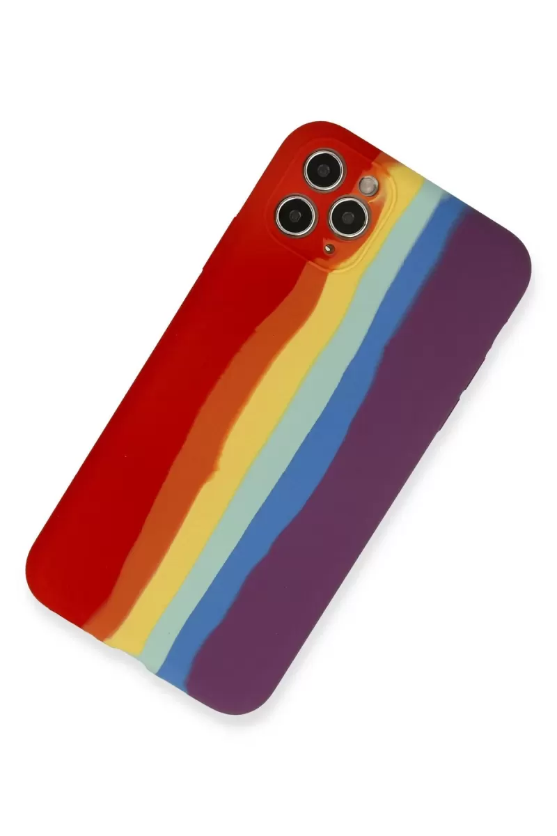 Newface Apple iPhone 11 Pro Kılıf Ebruli Lansman Silikon - Kırmızı-Mor