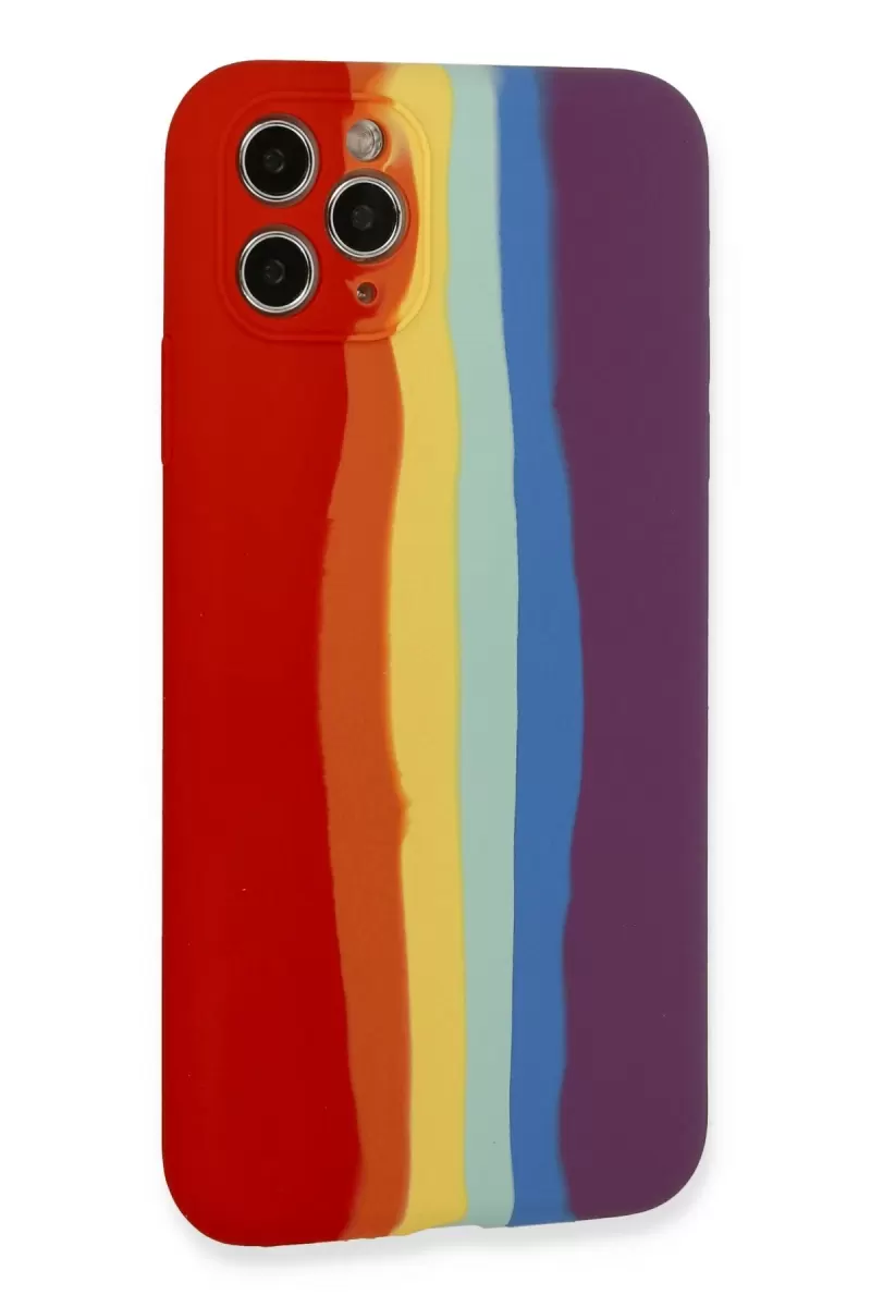 Newface Apple iPhone 11 Pro Kılıf Ebruli Lansman Silikon - Kırmızı-Mor