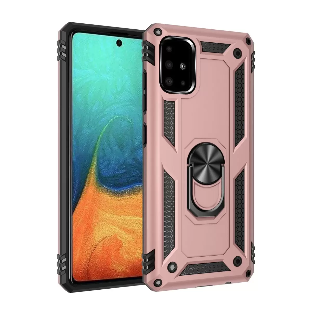 Newface Samsung Galaxy A71 Kılıf Sofya Yüzüklü Silikon Kapak - Rose