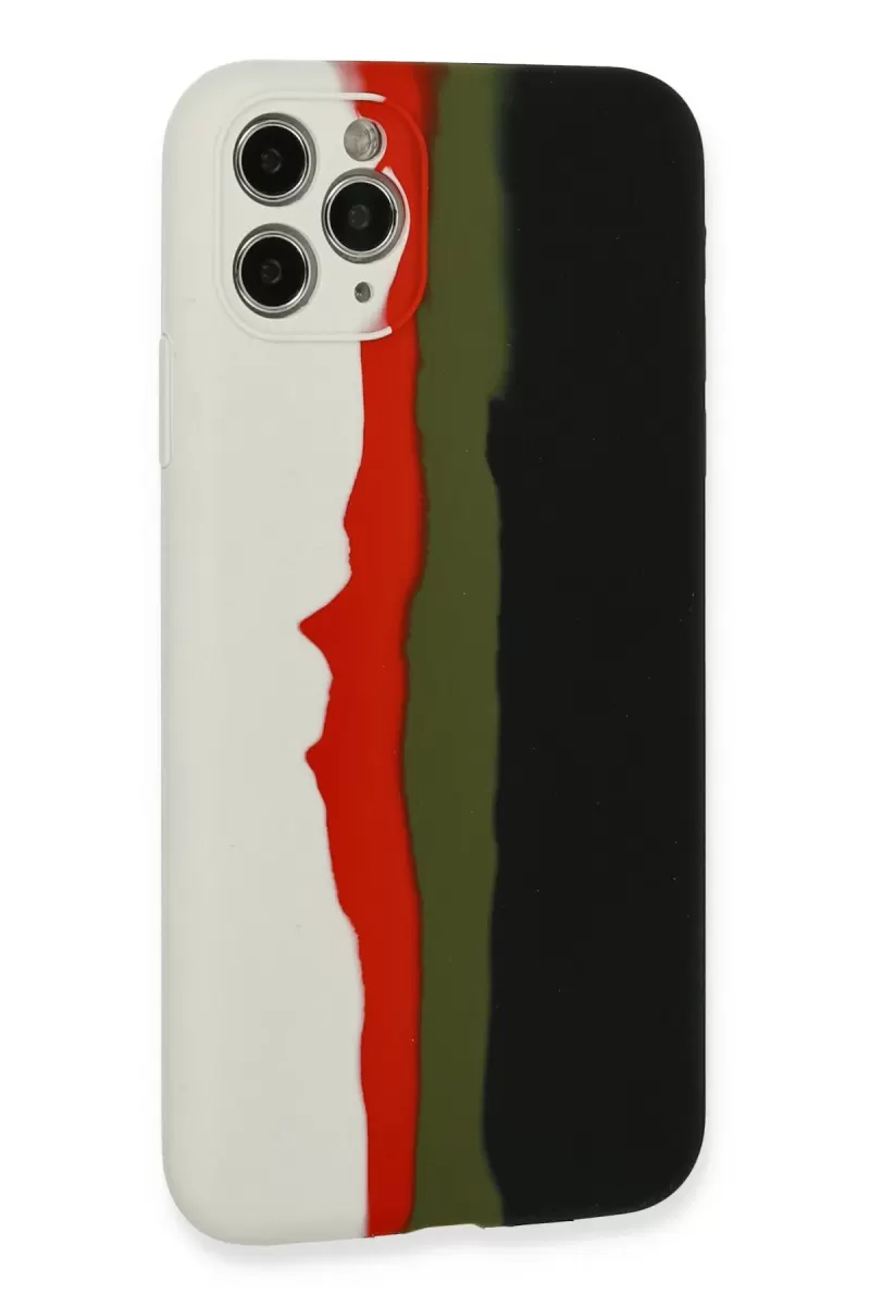 Newface Apple iPhone 11 Pro Kılıf Ebruli Lansman Silikon - Beyaz-Siyah