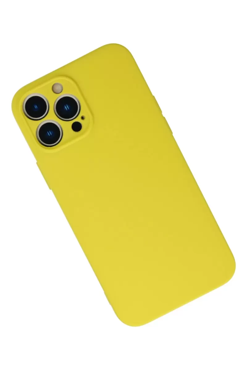 Newface Apple iPhone 13 Pro Max Kılıf Nano içi Kadife Silikon - Sarı