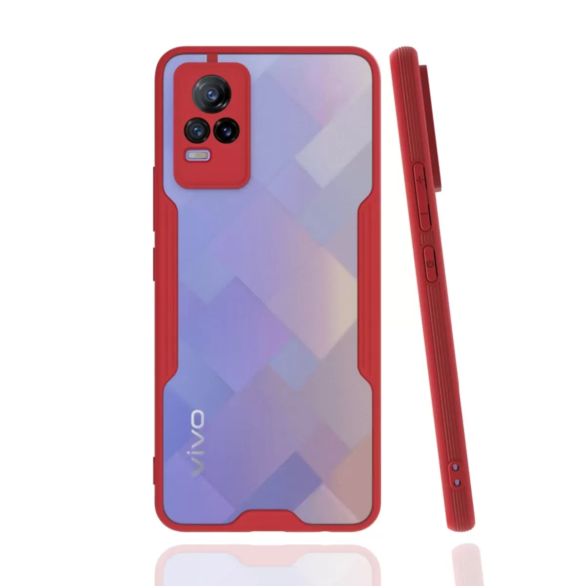 Newface Vivo V21e Kılıf Platin Silikon - Kırmızı