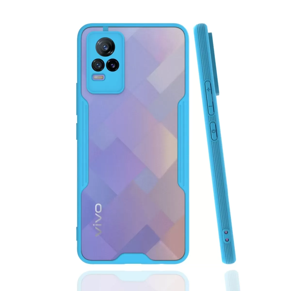 Newface Vivo V21e Kılıf Platin Silikon - Mavi