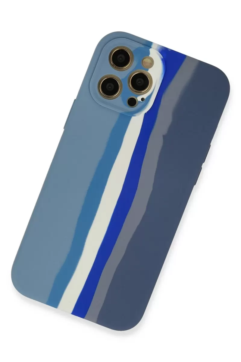 Newface Apple iPhone 12 Pro Kılıf Ebruli Lansman Silikon - Mavi-Gri