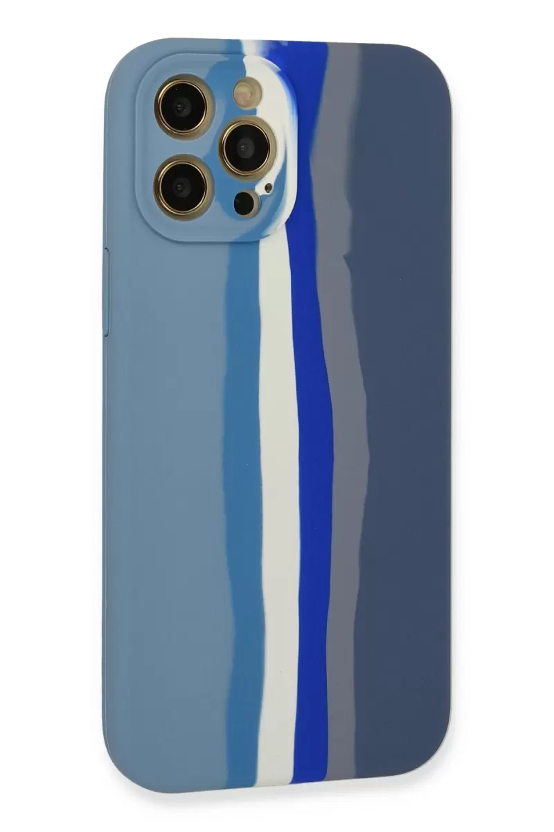 Newface Apple iPhone 12 Pro Kılıf Ebruli Lansman Silikon - Mavi-Gri