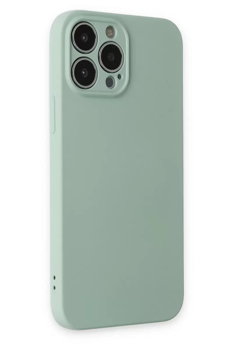 Newface Apple iPhone 13 Pro Max Kılıf Nano içi Kadife Silikon - Su Yeşili
