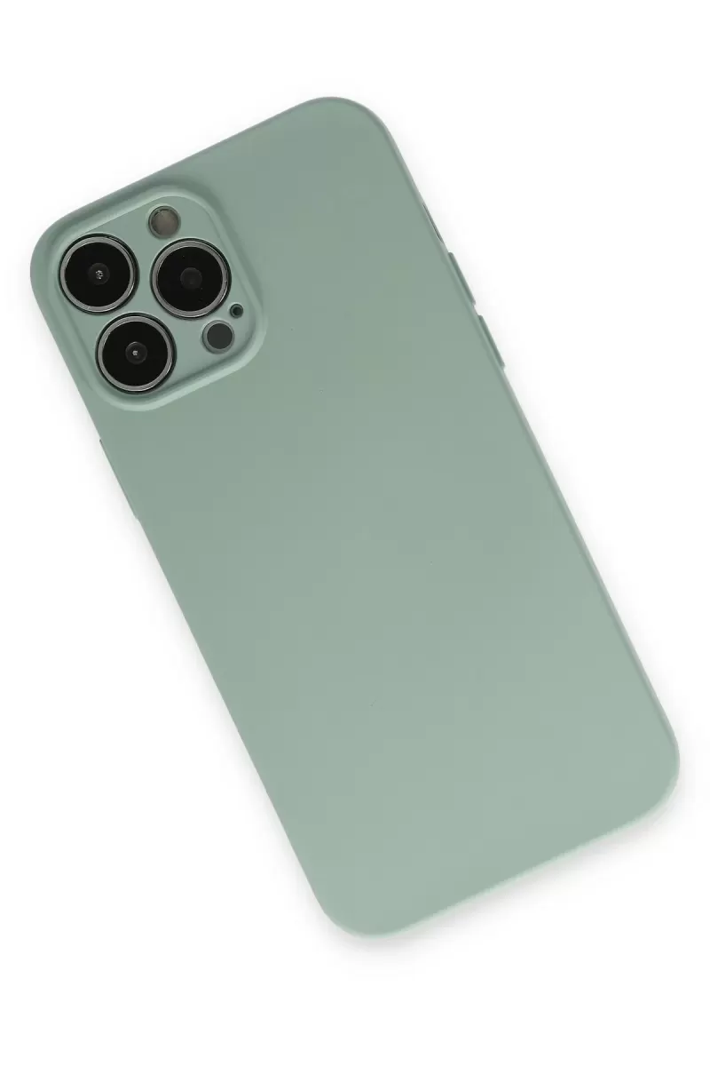 Newface Apple iPhone 13 Pro Max Kılıf Nano içi Kadife Silikon - Su Yeşili