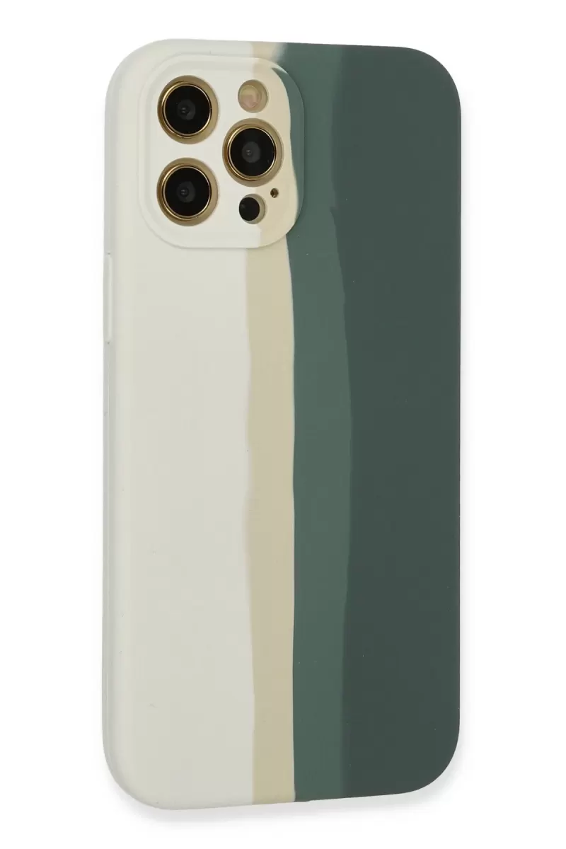 Newface Apple iPhone 12 Pro Kılıf Ebruli Lansman Silikon - Beyaz-Gri