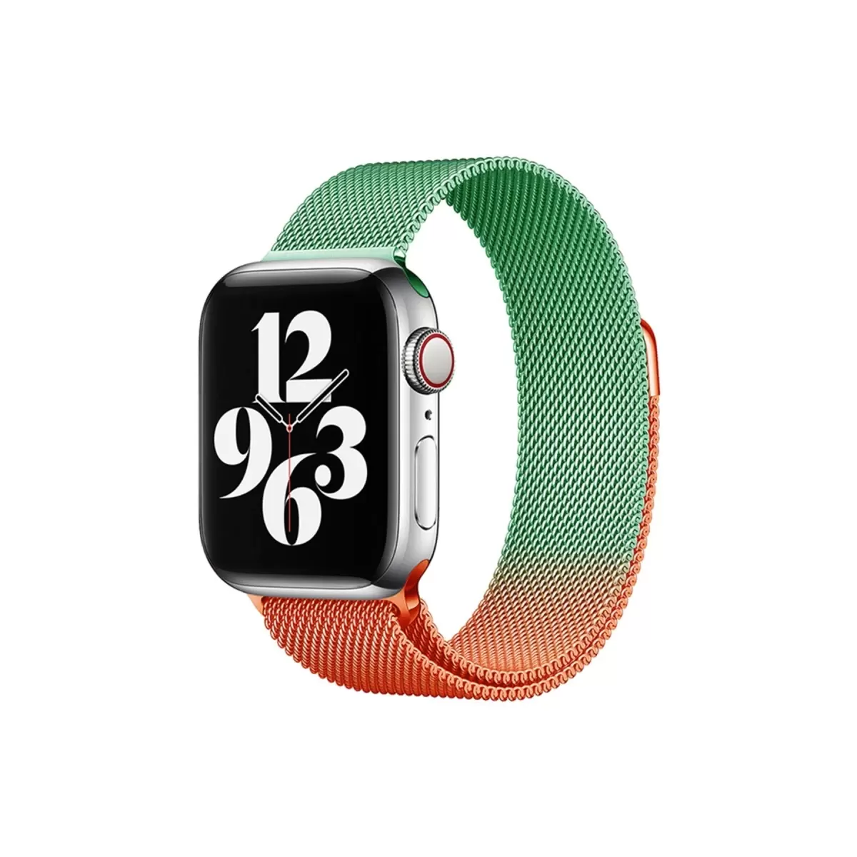 Newface Apple Watch 38mm Metal Mıknatıslı Kordon - Turuncu-Yeşil