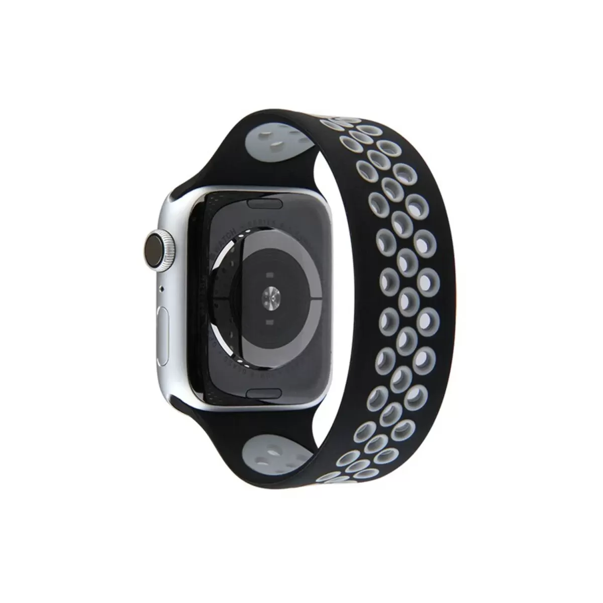 Newface Apple Watch 42mm Ayarlı Delikli Silikon Kordon - Siyah-Gri