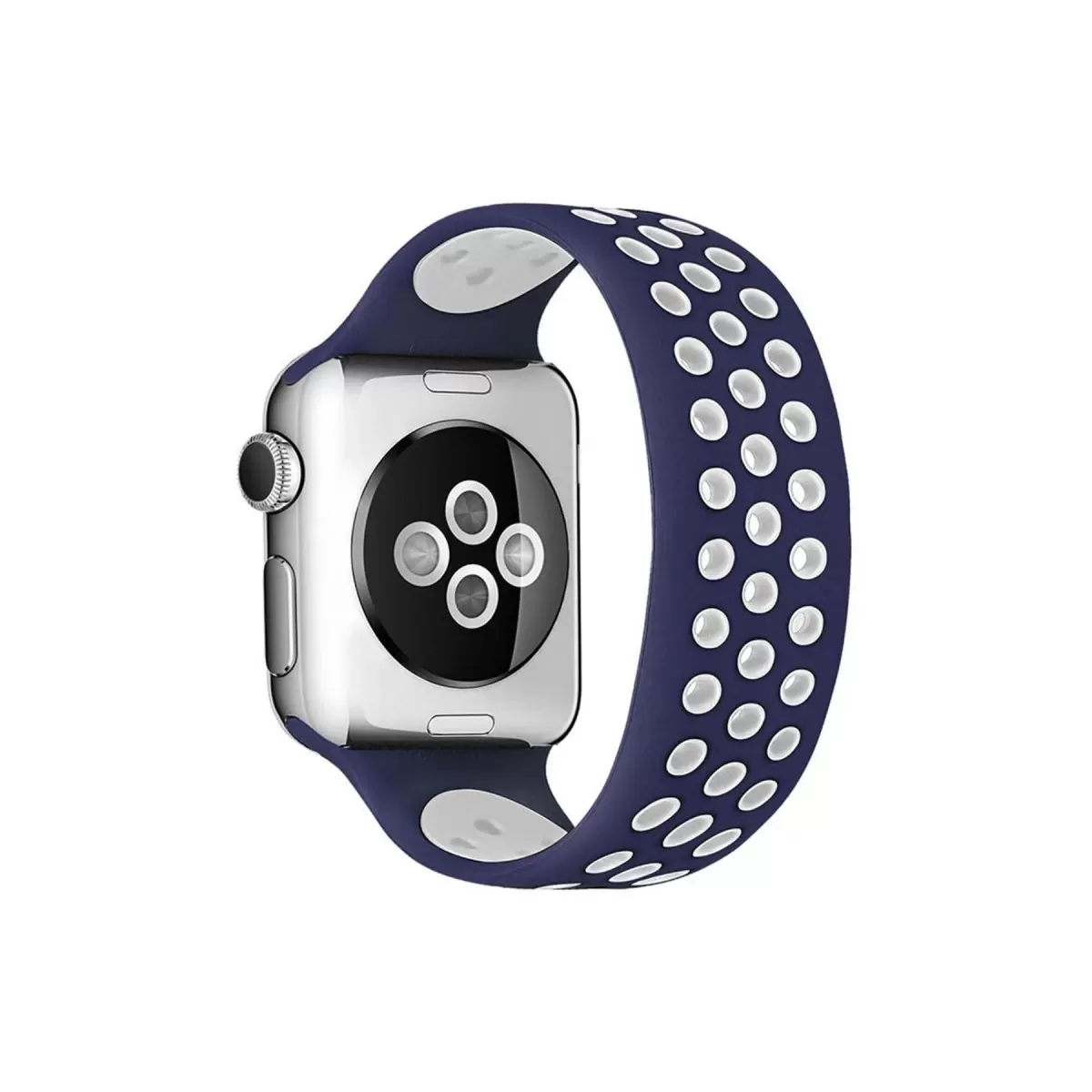 Newface Apple Watch 42mm Ayarlı Delikli Silikon Kordon - Lacivert-Beyaz