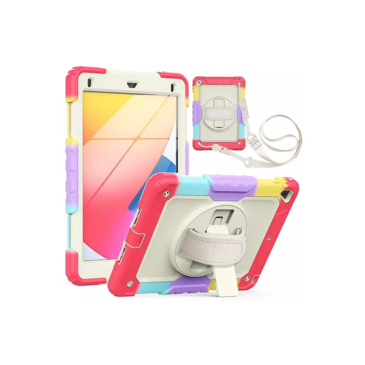 Newface Apple iPad 5 Air 9.7 Kılıf Tablet Rainbow Kapak - Kırmızı