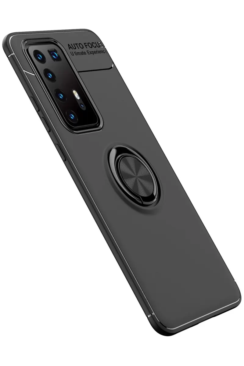 Newface Huawei P40 Pro Kılıf Range Yüzüklü Silikon - Siyah