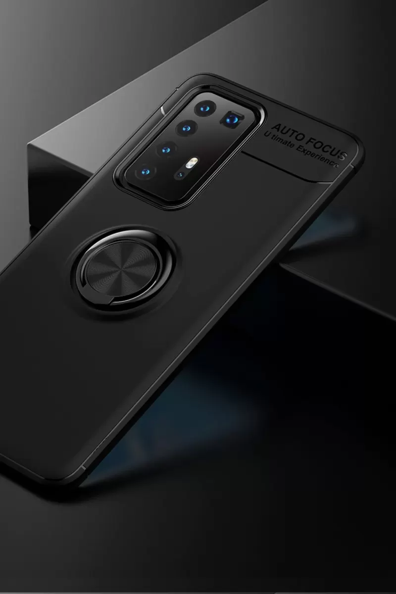 Newface Huawei P40 Pro Kılıf Range Yüzüklü Silikon - Siyah