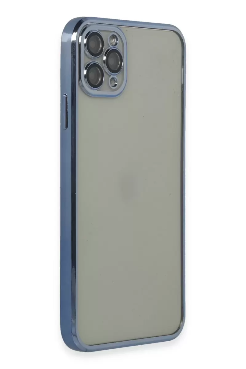 Newface Apple iPhone 11 Pro Max Kılıf Razer Lensli Silikon - Açık Mavi