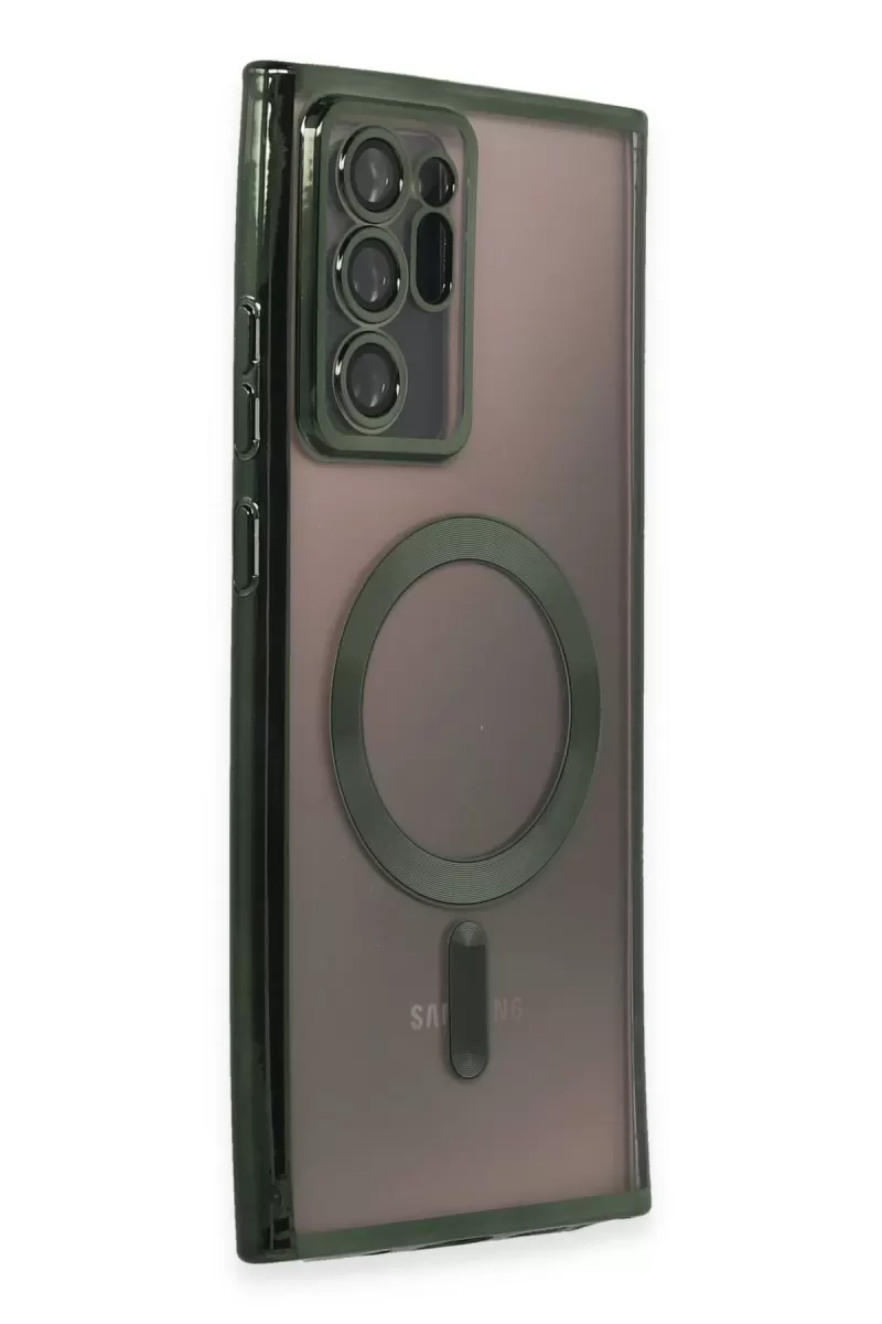Newface Samsung Galaxy Note 20 Ultra Kılıf Kross Magneticsafe Kapak - Koyu Yeşil