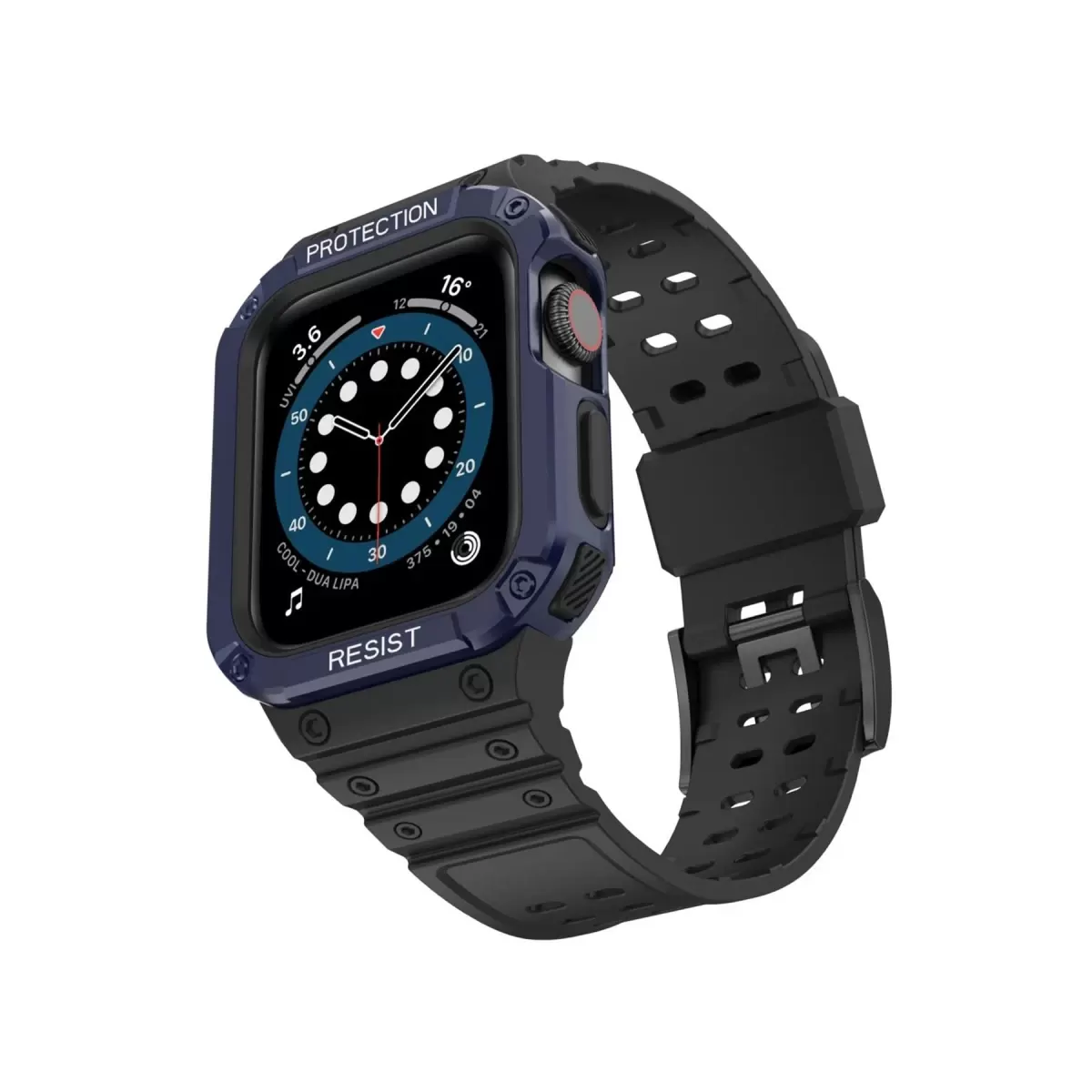 Newface Apple Watch 42mm KR401 Silikon Kordon - Siyah-Mavi
