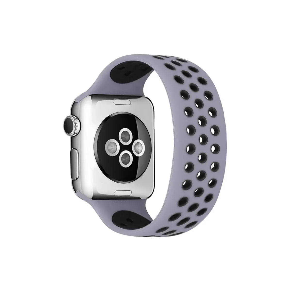Newface Apple Watch 38mm Ayarlı Delikli Silikon Kordon - Gri-Siyah