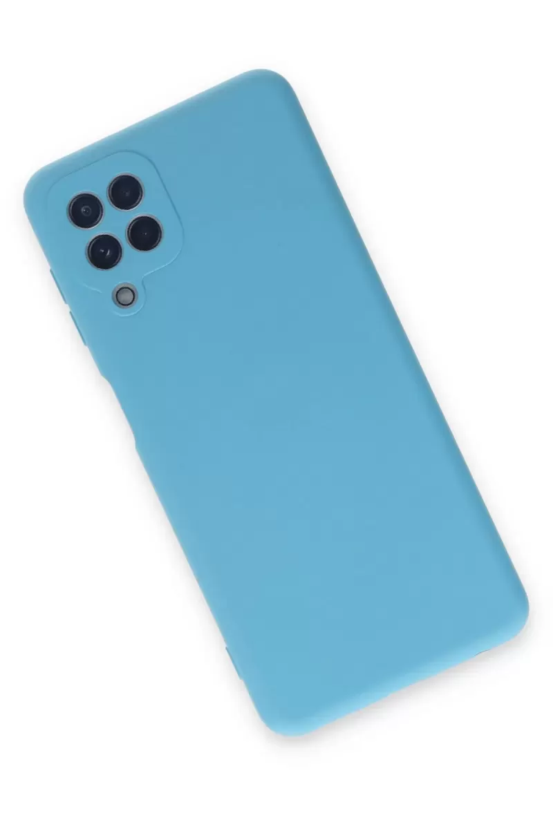 Newface Samsung Galaxy A22 Kılıf Nano içi Kadife Silikon - Mavi