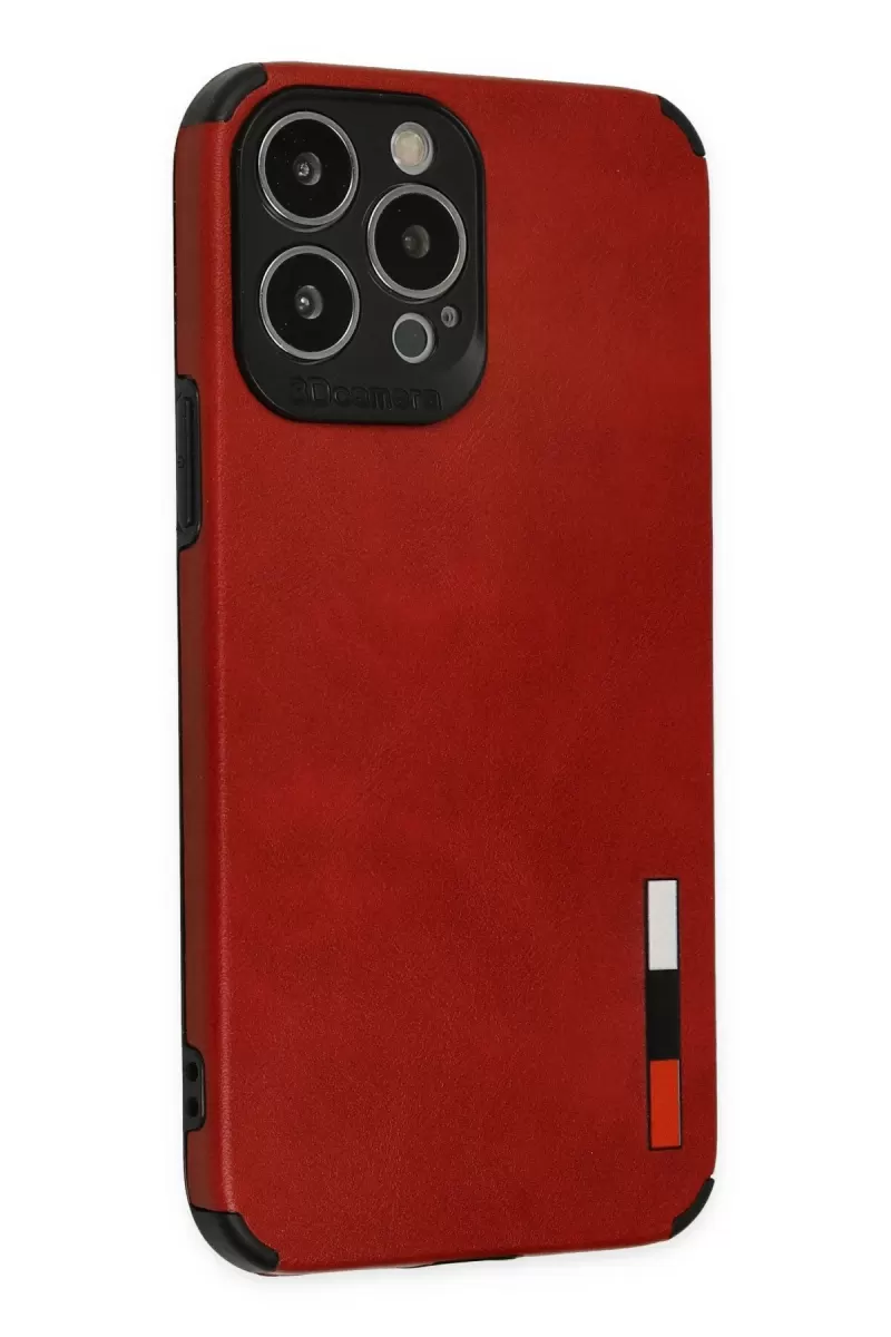 Newface Apple iPhone 13 Pro Kılıf Loop Deri Silikon - Kırmızı