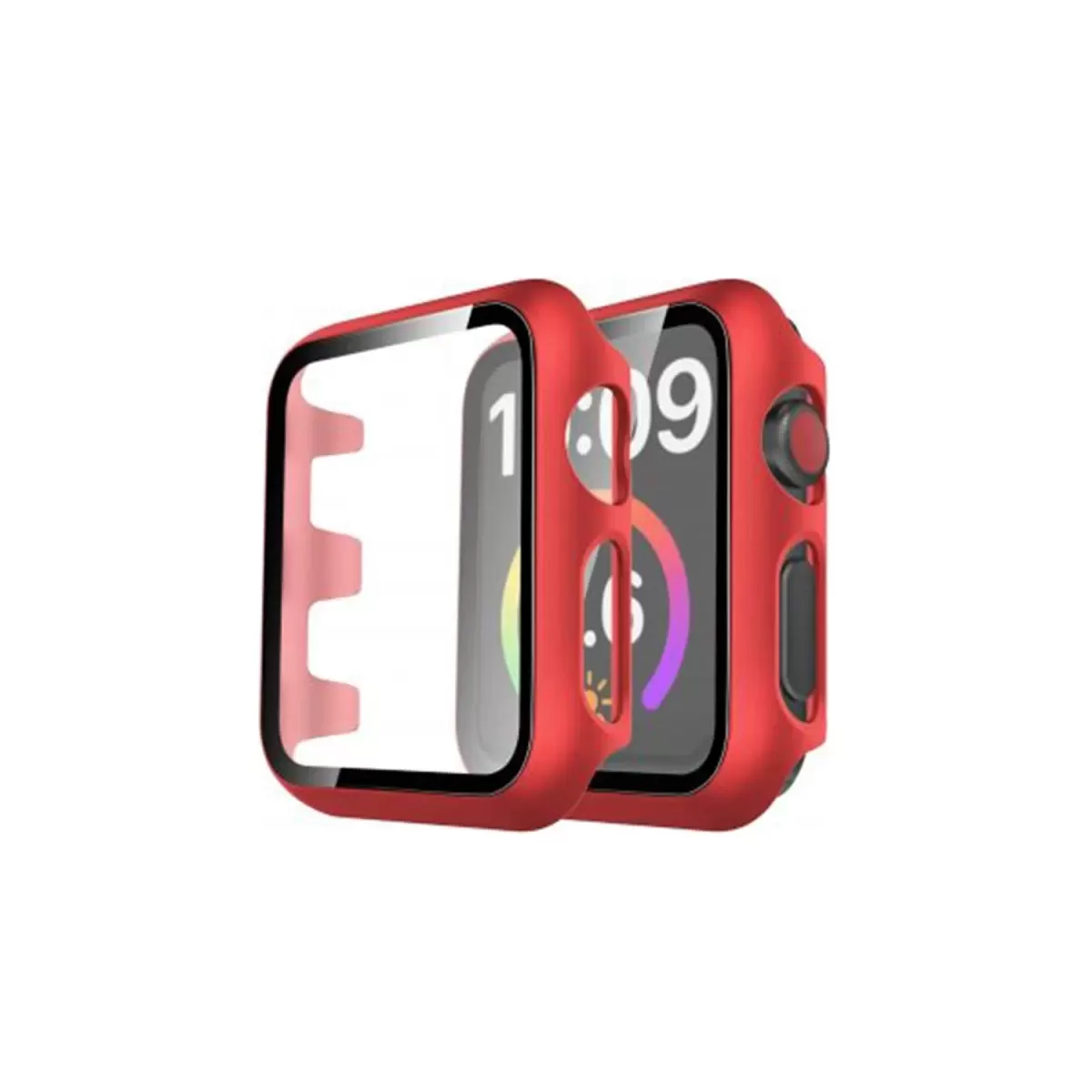 Newface Apple Watch 40mm Camlı Kasa Ekran Koruyucu - Kırmızı