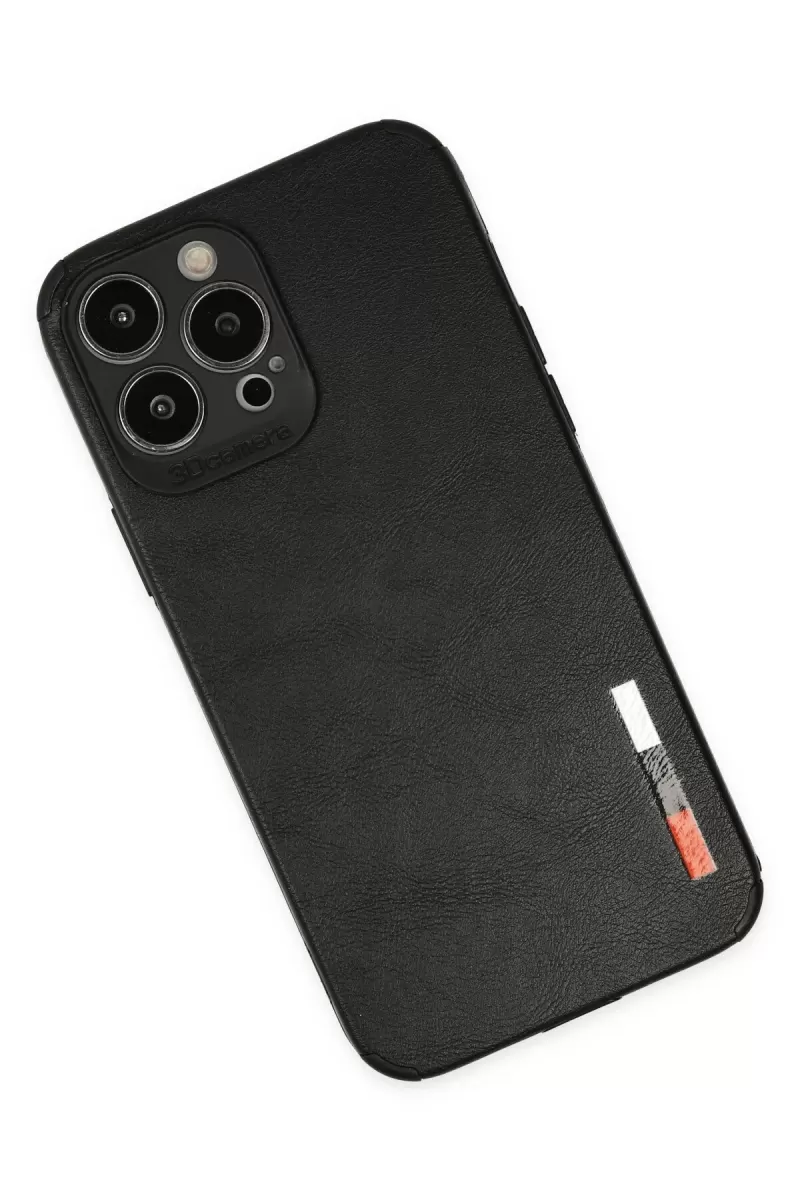 Newface Apple iPhone 13 Pro Max Kılıf Loop Deri Silikon - Siyah