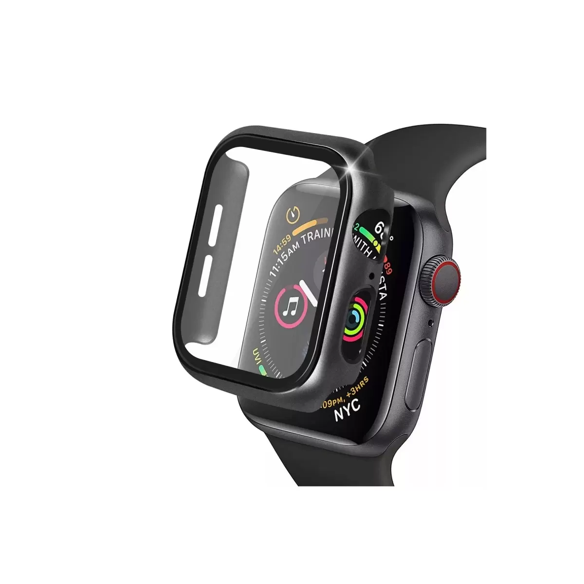 Newface Apple Watch 41mm Camlı Kasa Ekran Koruyucu - Siyah