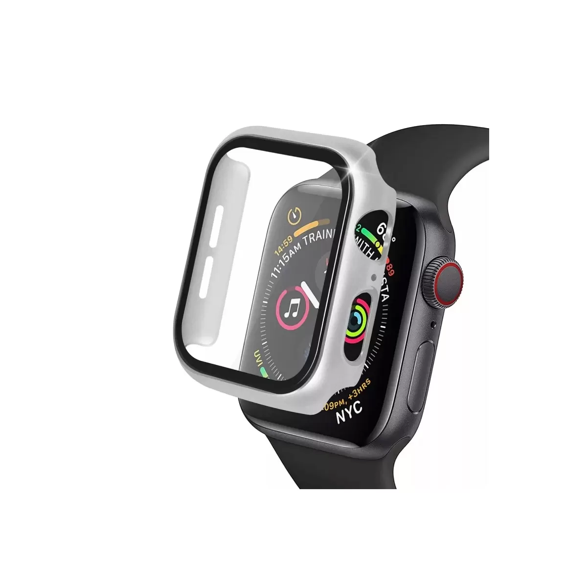 Newface Apple Watch 41mm Camlı Kasa Ekran Koruyucu - Gümüş