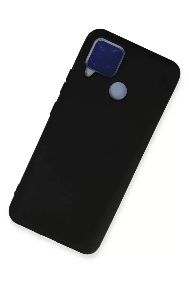 Newface Realme C15 Kılıf Nano içi Kadife Silikon - Siyah