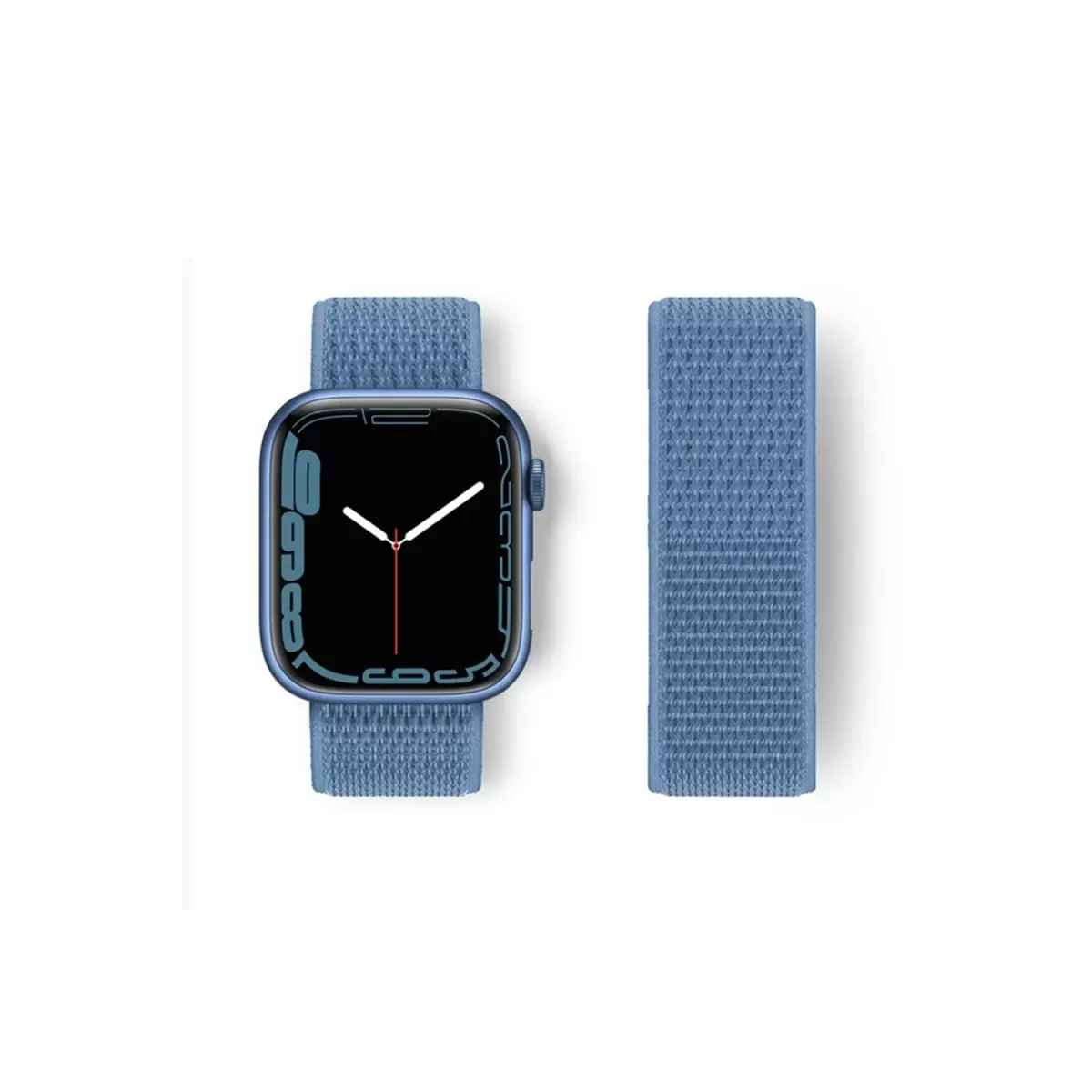 Newface Apple Watch 42mm Hasırlı Cırtcırtlı Kordon - Mavi