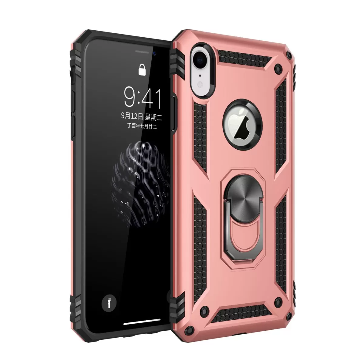 Newface Apple iPhone XR Kılıf Sofya Yüzüklü Silikon Kapak - Rose